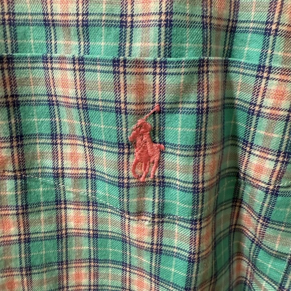 Ralph Lauren Men's Plaid Shirt - Teal and Pink - Picture 4 of 4